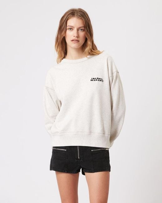 Isabel Marant White Logo Embroidered Crewneck Sweatshirt