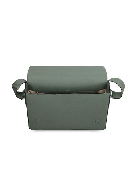 Valextra Green V-Line Foldover-Top Messenger Bag for men