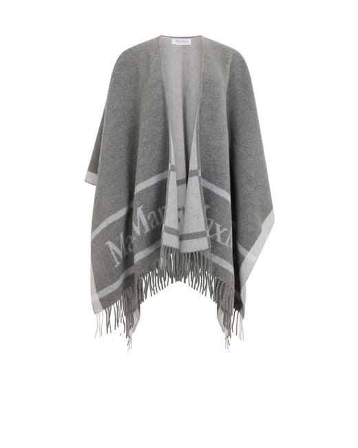 Max Mara Gray Fringed Shawl