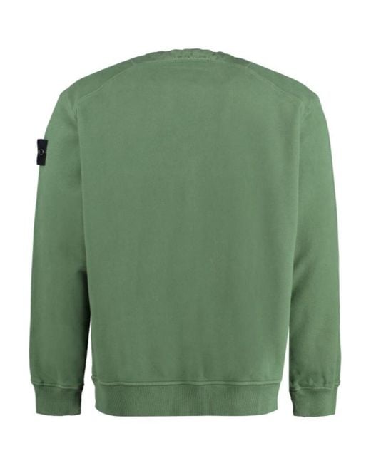 Stone Island Green Compass-Patch Cotton Sweatshirt for men