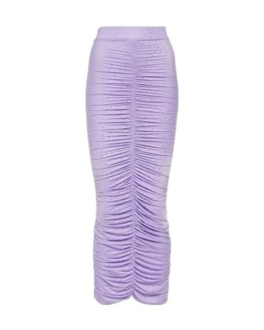Alex Perry Purple Crystal-Embellished Ruched Midi Skirt