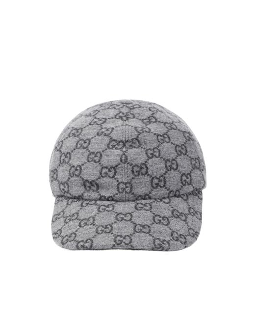 Gucci Gray Gg Flannel Baseball Cap for men
