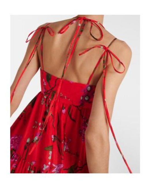 Erdem Red Floral Cotton-Blend Midi Dress