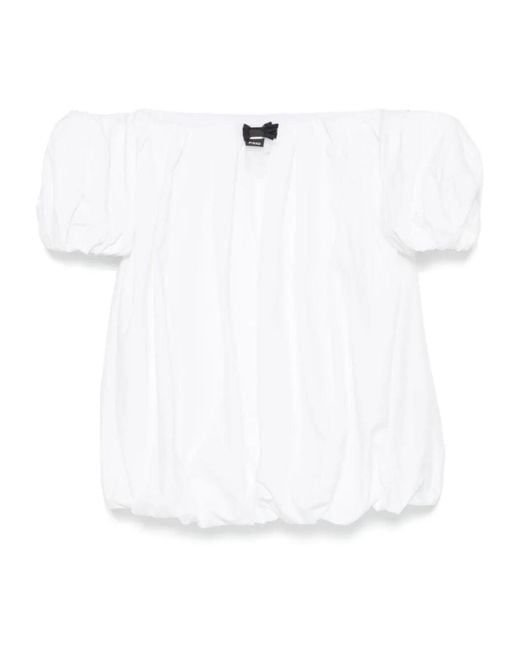 Pinko White Off-Shoulder Pleated Mini Dress