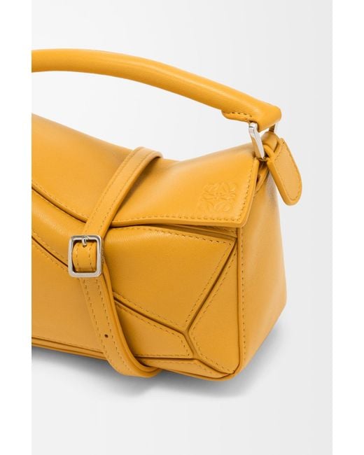 Loewe Yellow Mini Featherlight Puzzle Leather Tote Bag