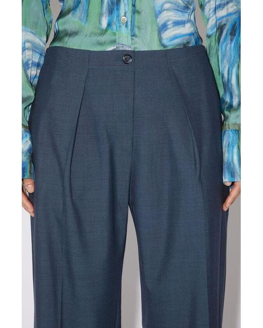 Acne Blue Pleated Wide Leg Pants