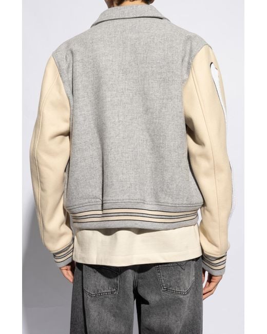 Amiri Gray Logo Embroidered Bones Jacket for men