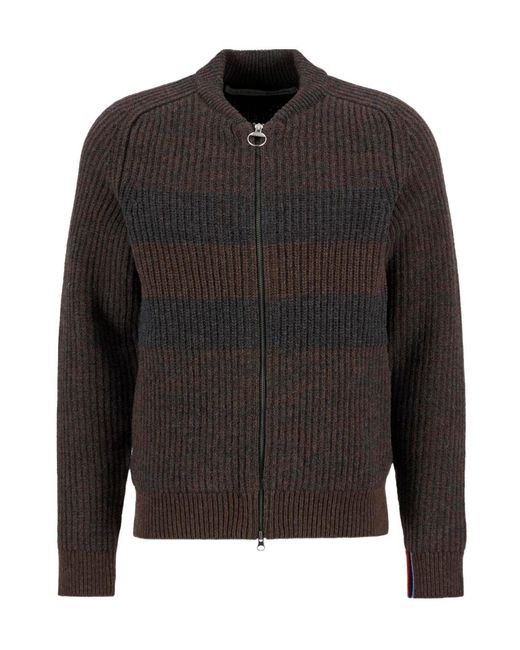 Barbour Black X Paul Smith Striped-Pattern Cardigan for men