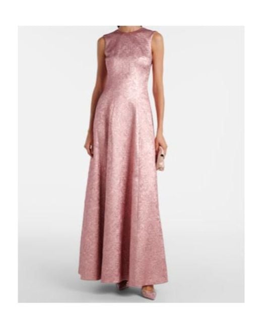 Emilia Wickstead Pink Nodin Open-Back Cloque Gown