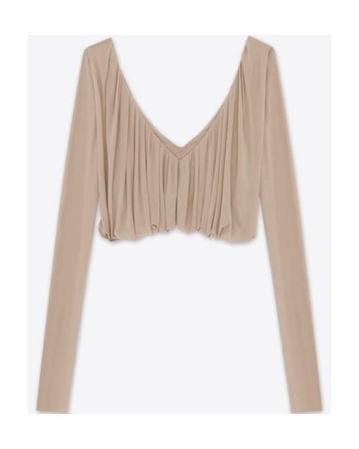 Saint Laurent White V-Neck Cropped Top