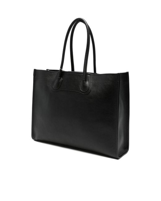 Vivienne Westwood Black Orb-Plaque Leather Tote Bag