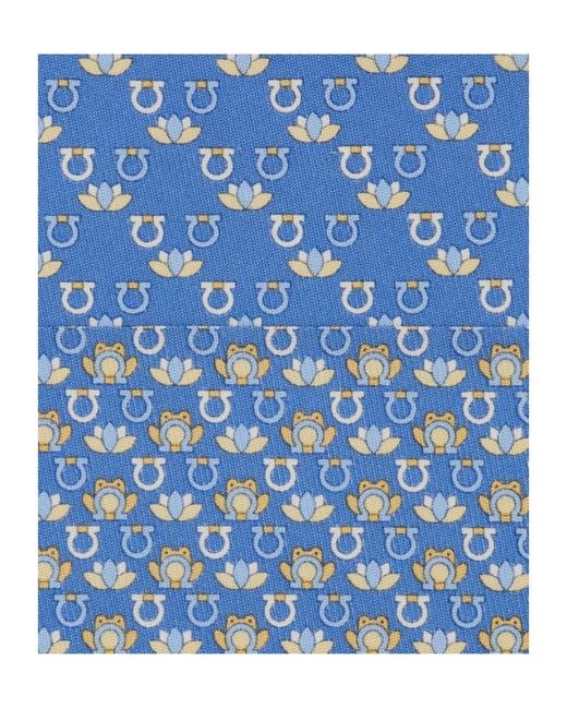 Ferragamo Blue Frog Print Silk Tie for men