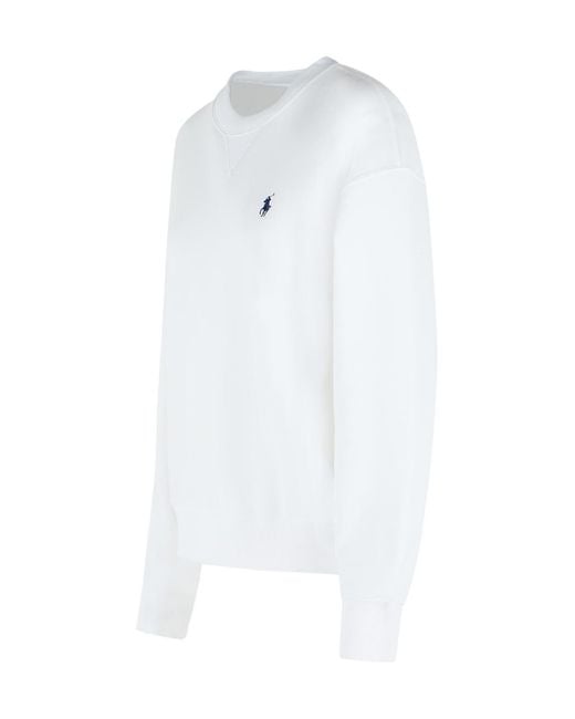 Polo Ralph Lauren White Logo Embroidered Crewneck Sweatshirt