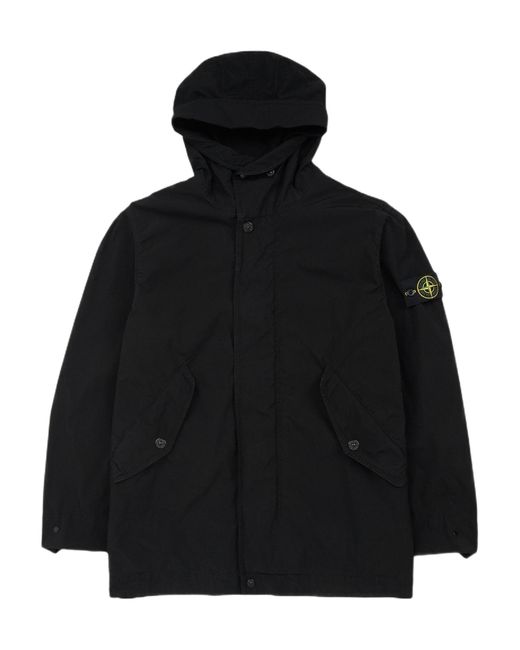 Stone Island Black Logo Patch Hooded Jacket for men