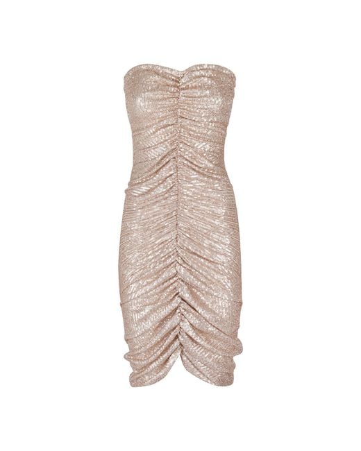 Norma Kamali Natural Sequin-Embellished Dress