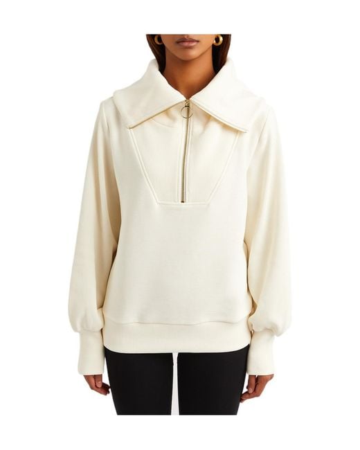 Varley White Stretch-Cotton Half-Zip Sweatshirt