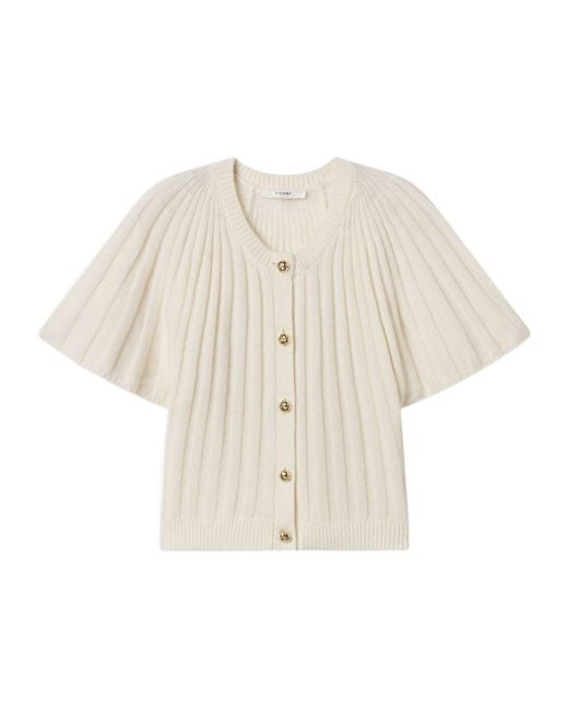 FRAME White Short Sleeve Buttoned Cardigan