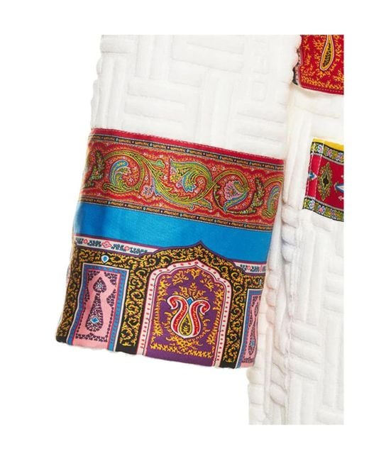 Etro White Paisley Printed Kimono Bathrobe