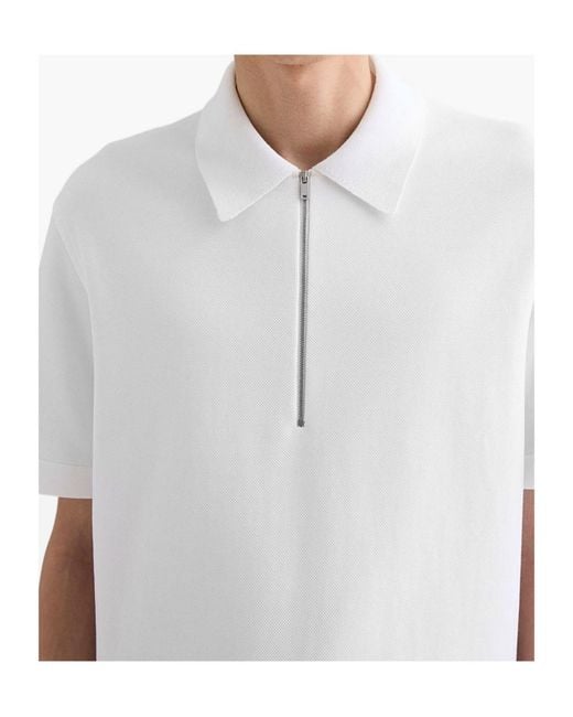 Jil Sander White Short Sleeve Knitted Polo Shirt for men