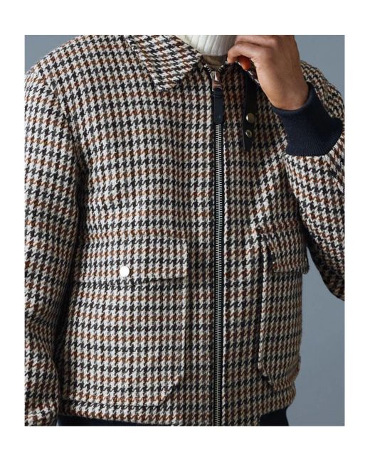 Mackage Black Houndstooth-Pattern Shearling-Collar Jacket for men