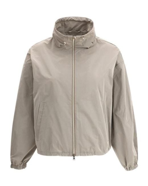 Herno Gray Drawstring Zip-Up Jacket