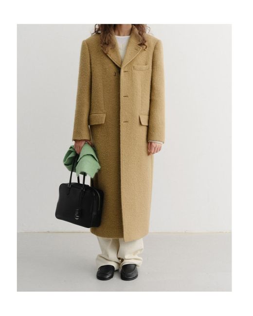 DUNST Natural Boucle Wool 3-Button Coat