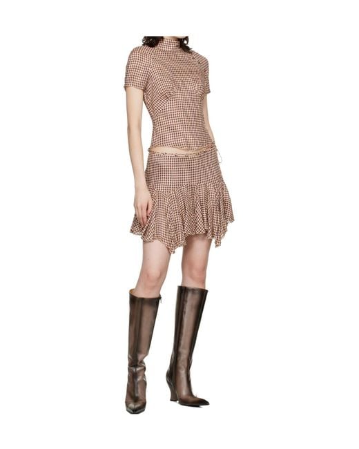 KNWLS Pink Tess Checked Ruffled Skirt