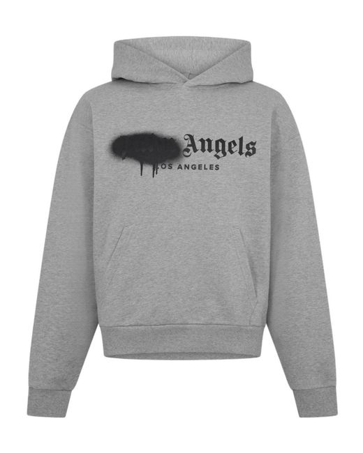 Palm Angels Gray Palm Spray Hoody Sn00 for men