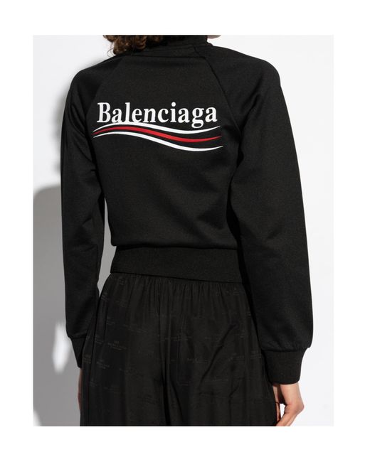 Balenciaga Black Logo Printed Zip-Up Jacket