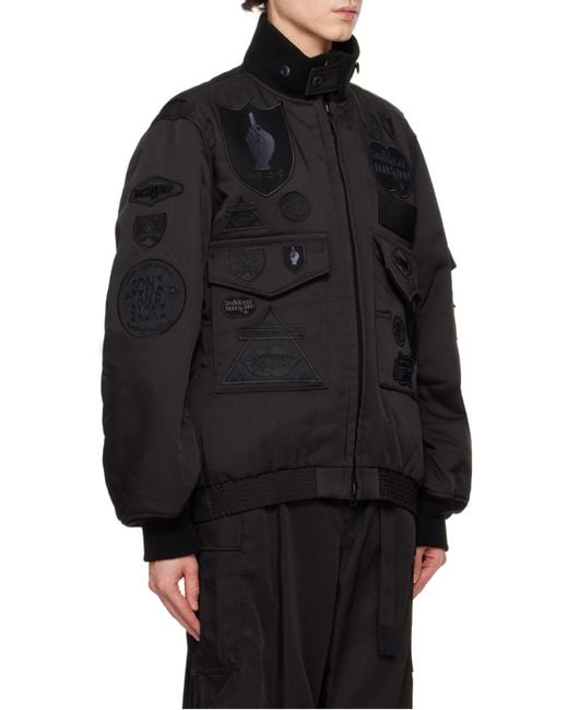 Sacai Black Logo Badge Bomber Jacket for men