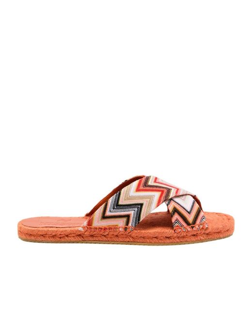 Missoni Red Harlow Zigzag Lamé Espadrille Sliders