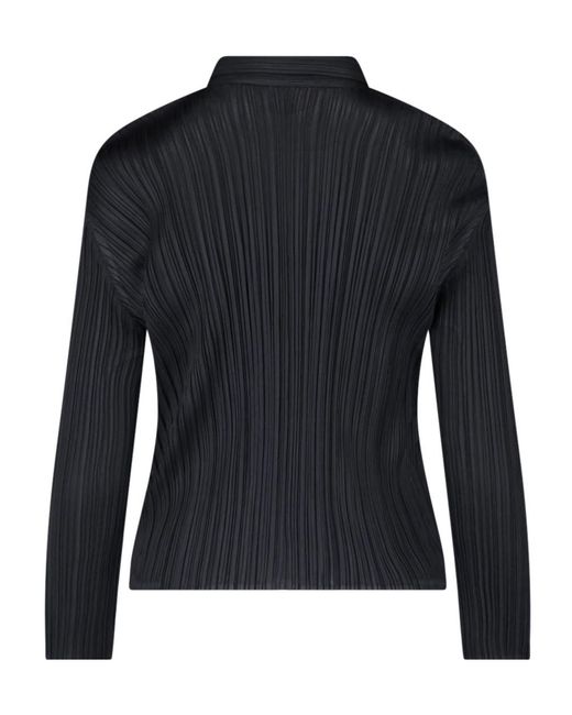 Pleats Please Issey Miyake Black Pleated Button-Up Shirt