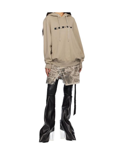 Rick Owens Natural Concordians Oversized Hooded Sweatshirt