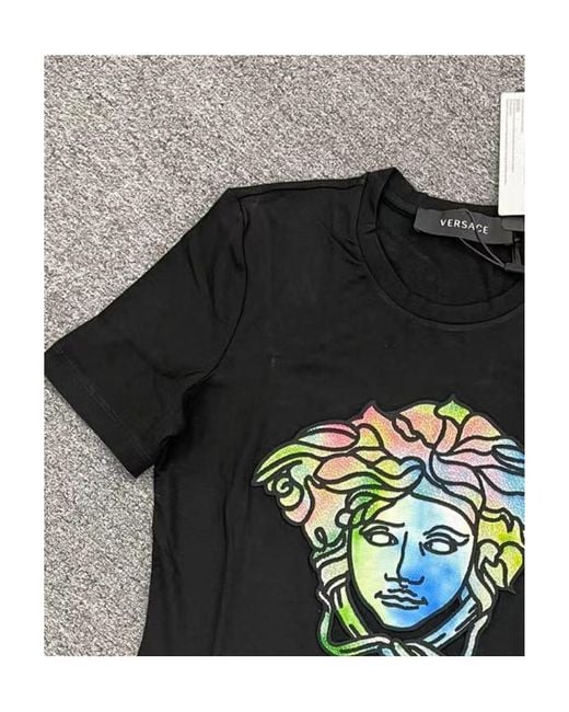 Versace Crystal-Embellished Medusa Head T-Shirt in Black | Lyst