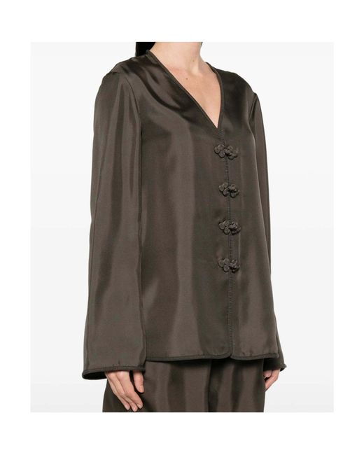 Rohe Brown Voluminous Peplum Top