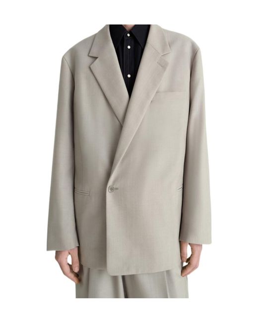 Lemaire Gray Double-Breasted Long Sleeved Blazer for men