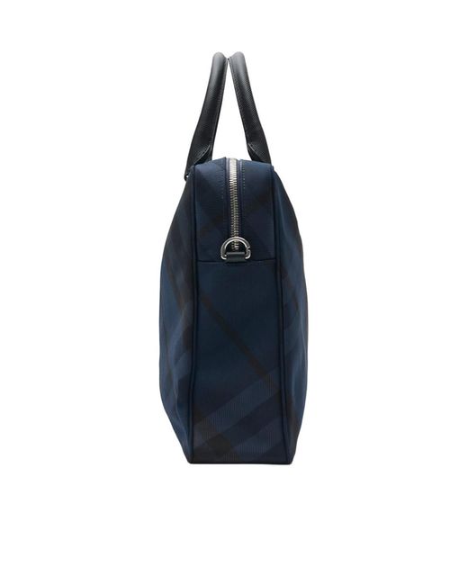 Burberry Blue Grid Briefcase for men