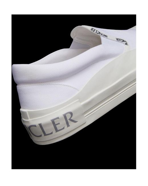 Moncler White Logo Trimmed Slip-On Sneakers