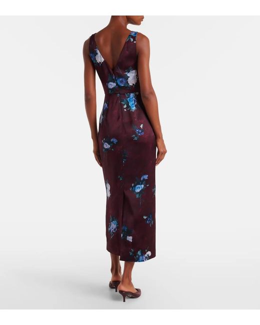 Erdem Purple Floral Duchesse Cocktail Dress