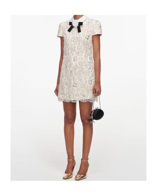 Self-Portrait Natural Cream Sequin Embellished Mini Dress