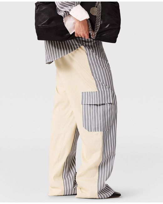 Stella McCartney Gray Oversized Mixed Stripe Cargo Trousers