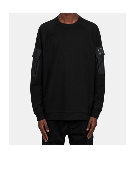 C P Company Black Crew Sweatshirt for men