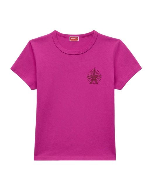 KENZO Pink Eiffel Tower Design' T-Shirt