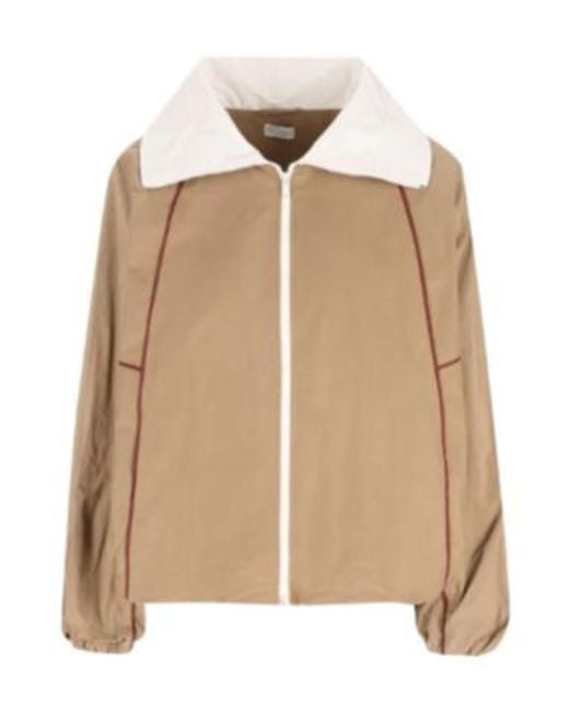 Brunello Cucinelli Natural Long-Sleeved Zip-Up Jacket