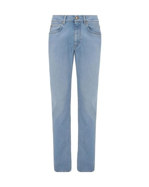 Versace Blue Logo Patch Low Waist Jeans for men