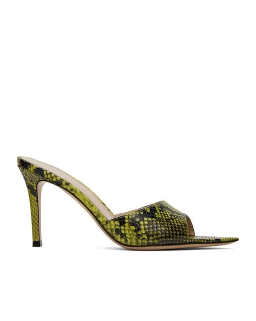 Gianvito Rossi Green Snake-Striped Pointed High-Heeled Sandals