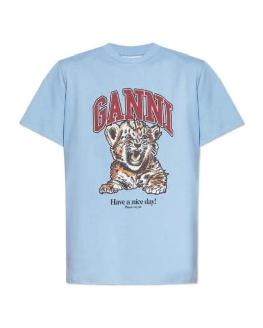 Ganni Blue Short-Sleeved T-Shirt
