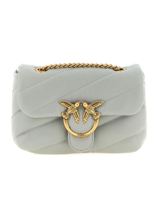 Pinko Gray Love Baby Puff Quilted Crossbody Bag