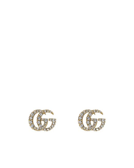 Gucci White Gg Marmont Stud Earrings