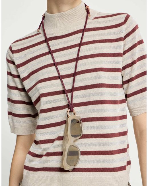 Brunello Cucinelli White Alcantara Glasses Cord With Monili